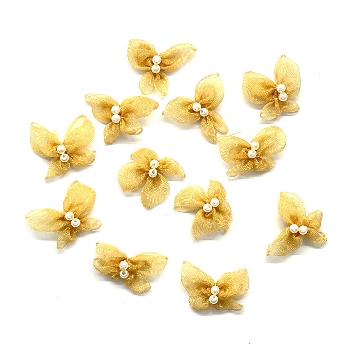 24 x Gold organza butterflies image 0