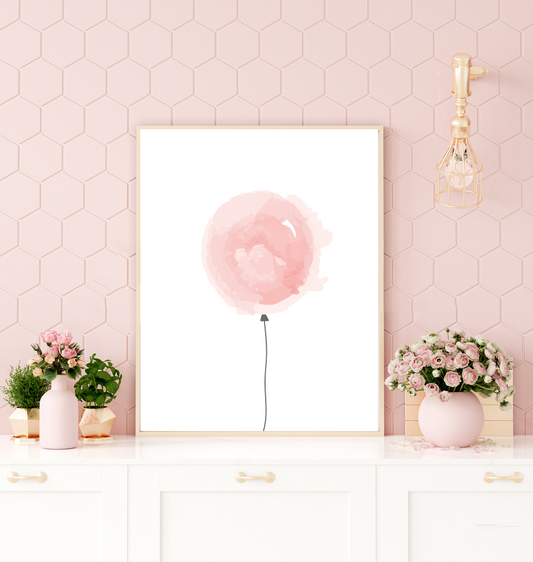 Pink balloon wall art print image 0