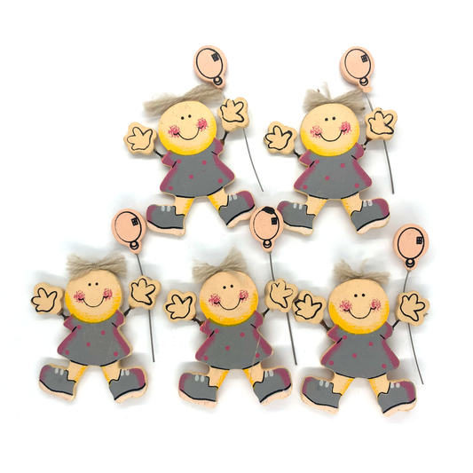5 x Wood Birthday girl toppers image 0