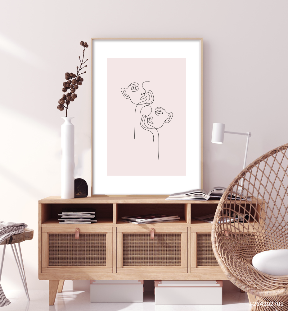 One line faces art print image 0