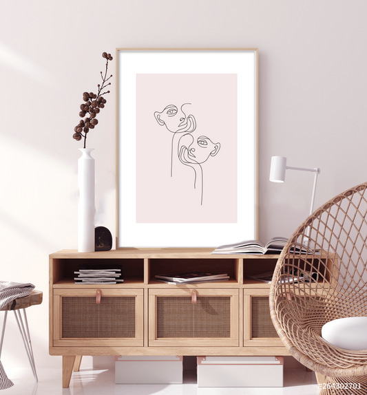 One line faces art print image 0