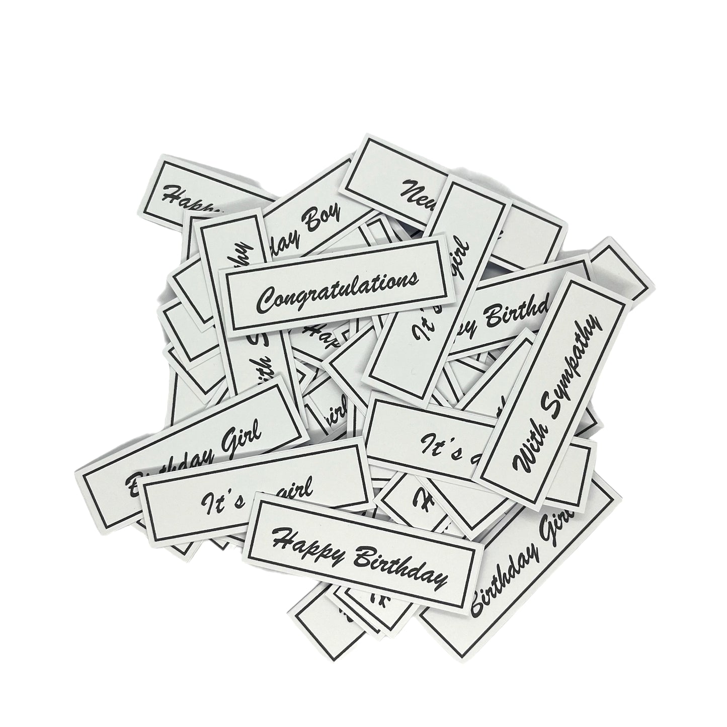50 x Mixed sentiment card toppers image 0