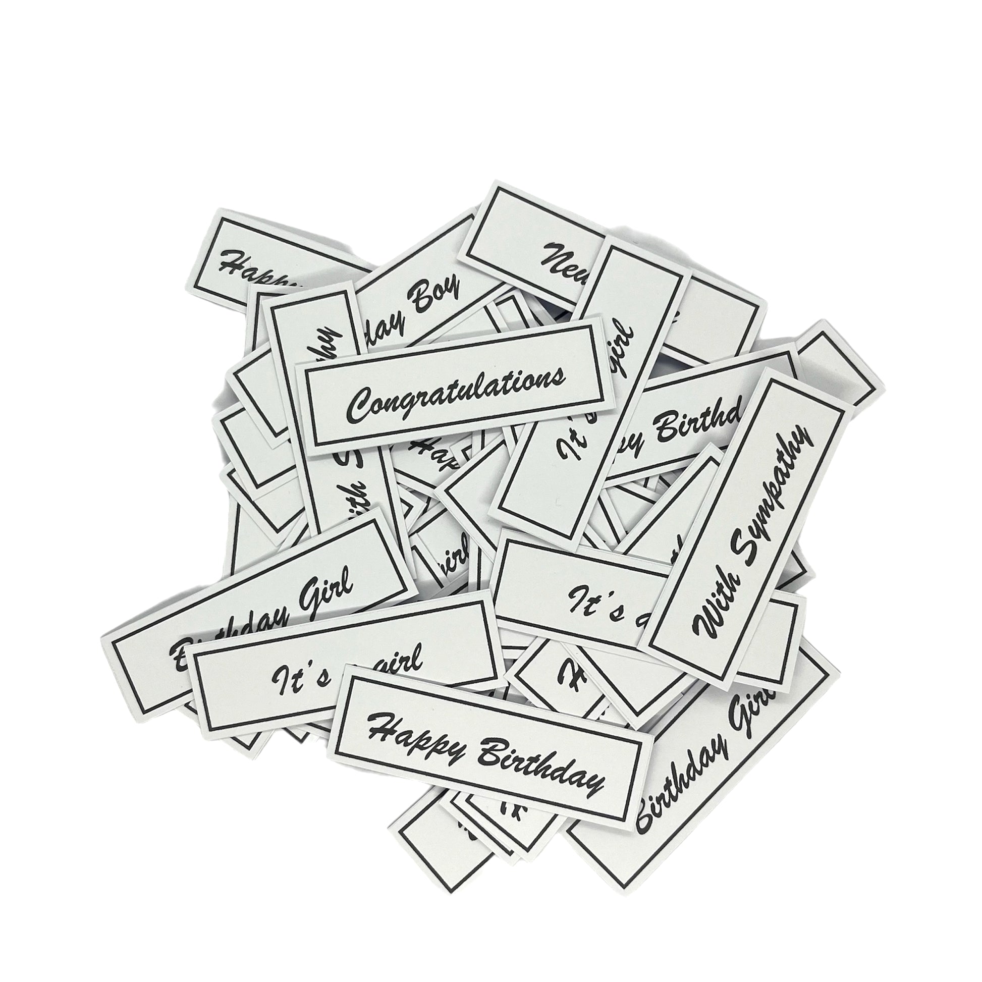 50 x Mixed sentiment card toppers image 0