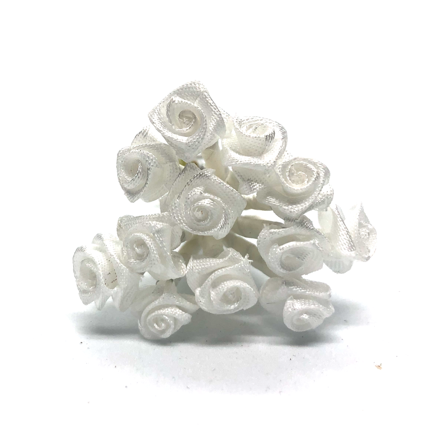 12 x White 8mm ribbon roses image 0