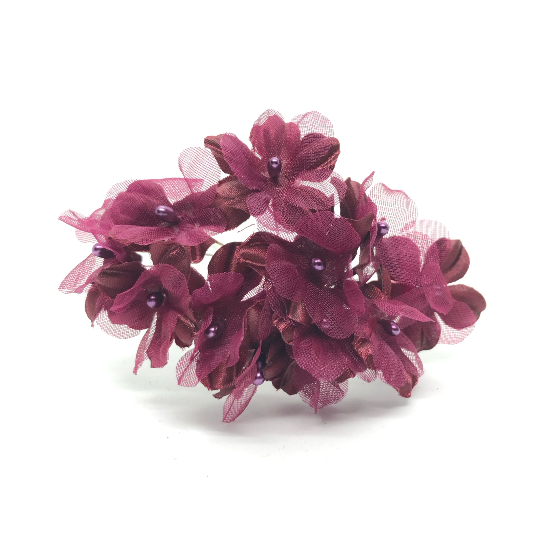 12 x Burgundy fabric flowers image 0