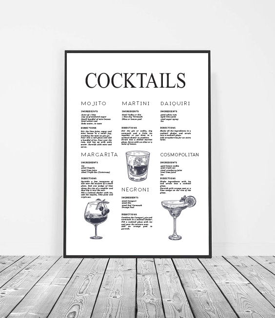 Cocktails art print image 1