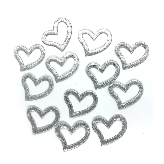 24 x Silver fabric hearts image 0