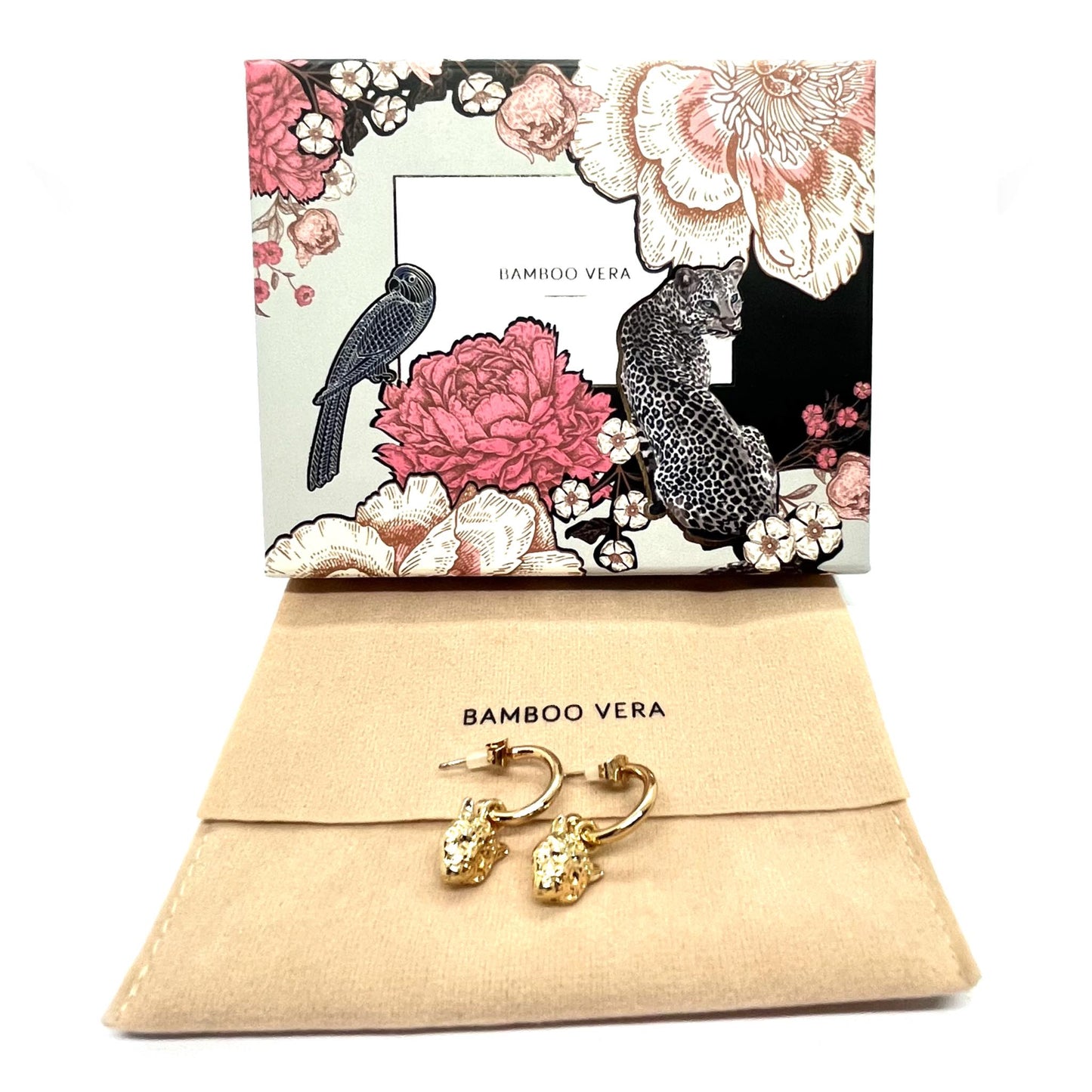 Snow leopard hoop earrings image 1