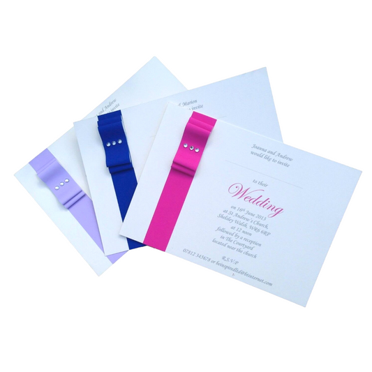 10 x A6 Ribbon Personalised Wedding/Evening Invitations including Envelopes image 0