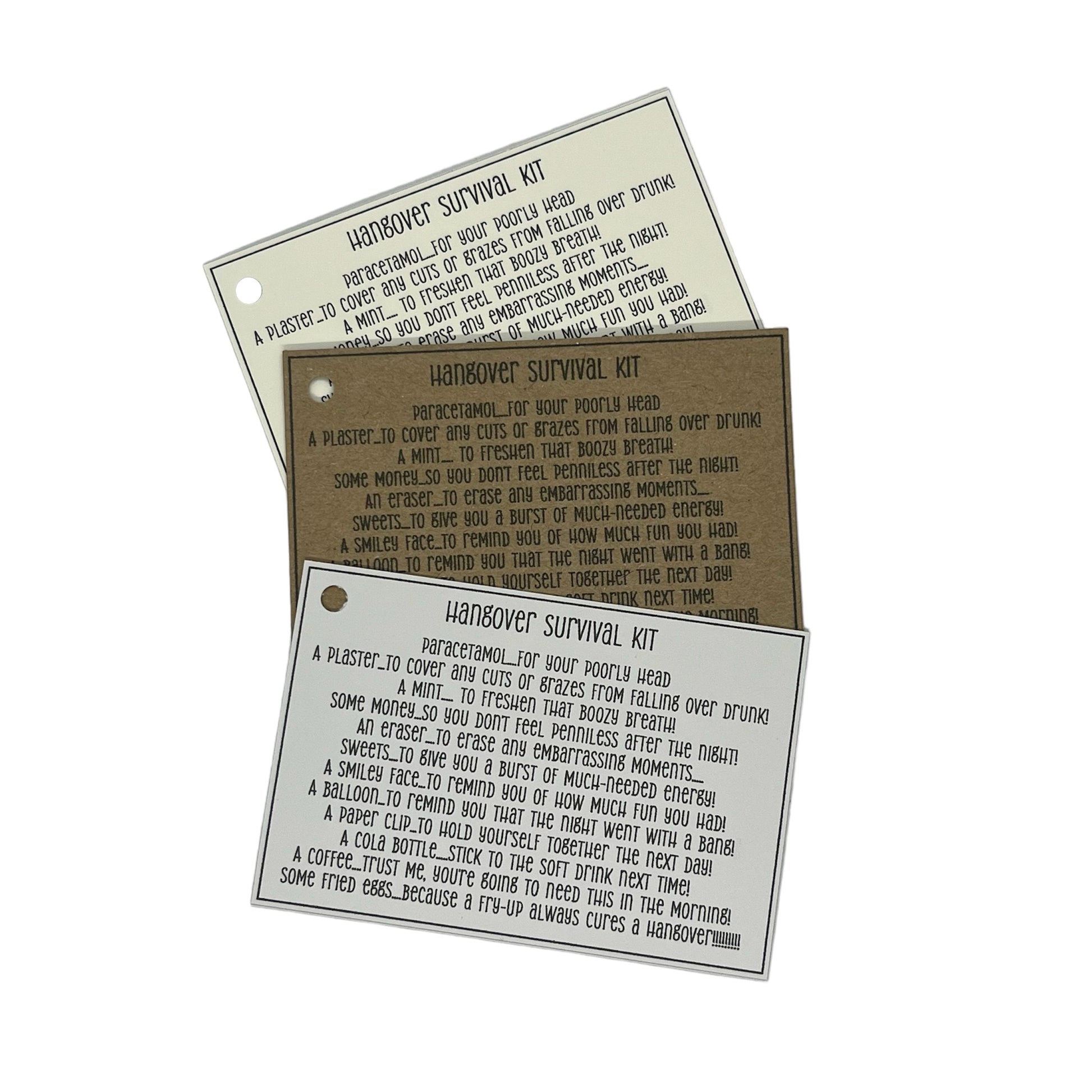 10 x Hangover kit tags image 0