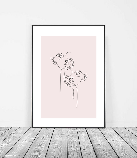 One line faces art print image 1