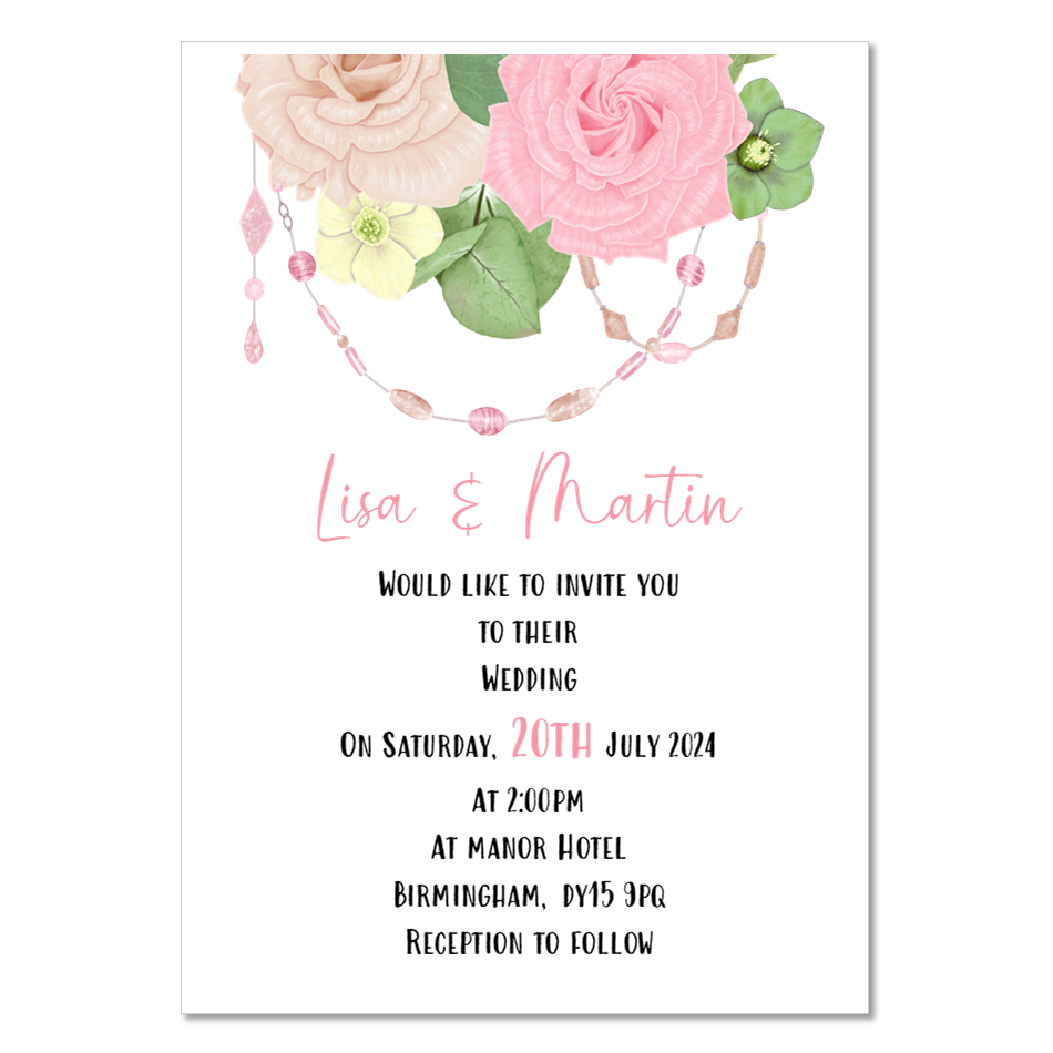 10 x Personalised Wedding | Evening Invitations | Save the date | Floral image 0