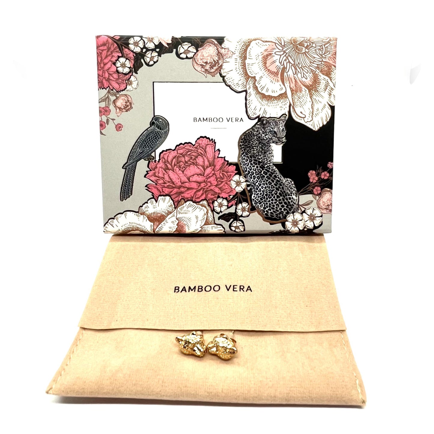 Snow leopard stud earrings image 1