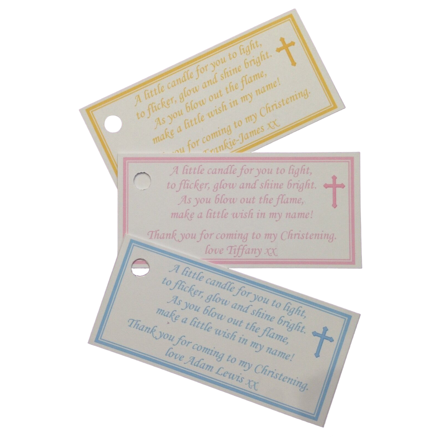 Personalised Christening Communion Candle Favour Tags image 0