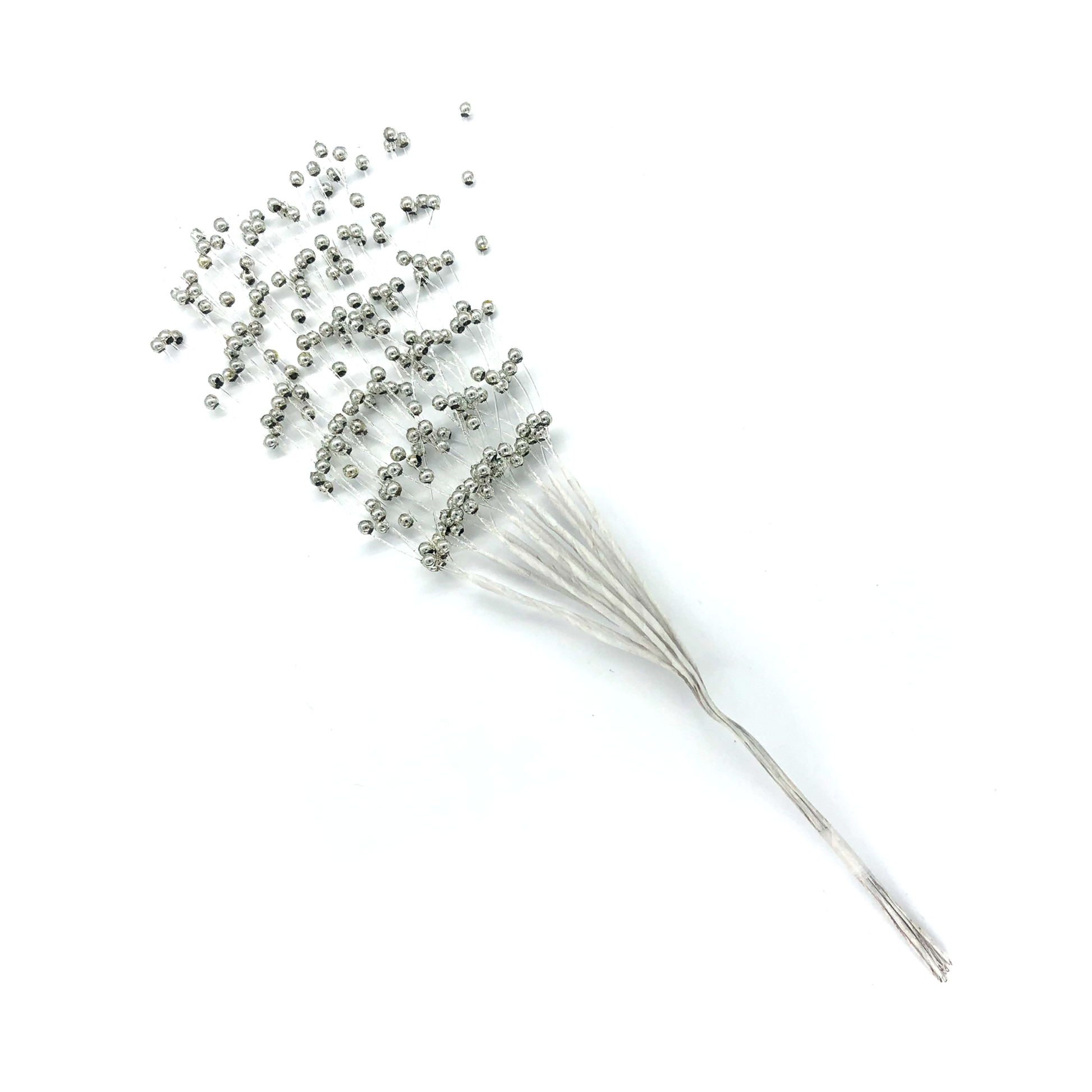 12 x Silver beaded sprigs image 0