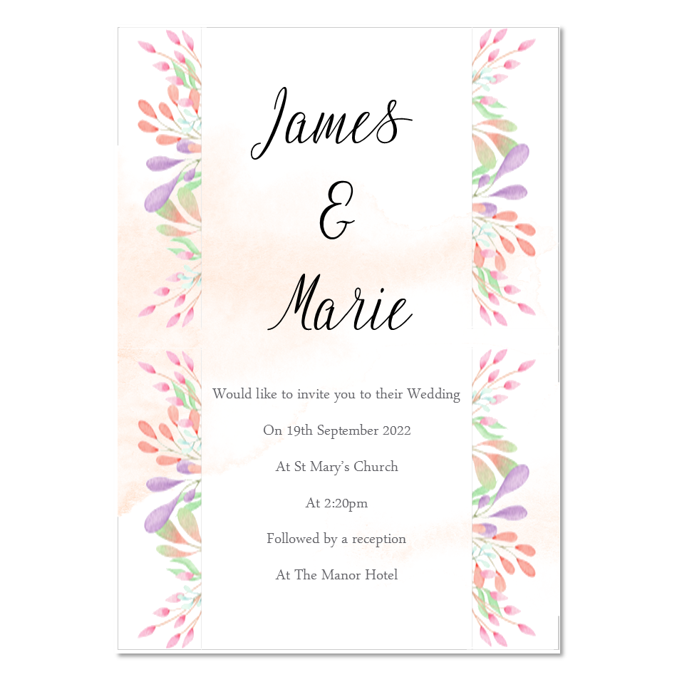 10 x Personalised Wedding | Evening Invitations | Save the date | Floral border image 0