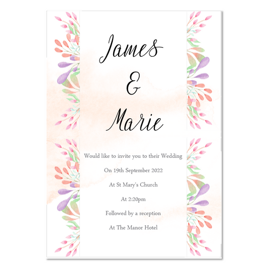 10 x Personalised Wedding | Evening Invitations | Save the date | Floral border image 0