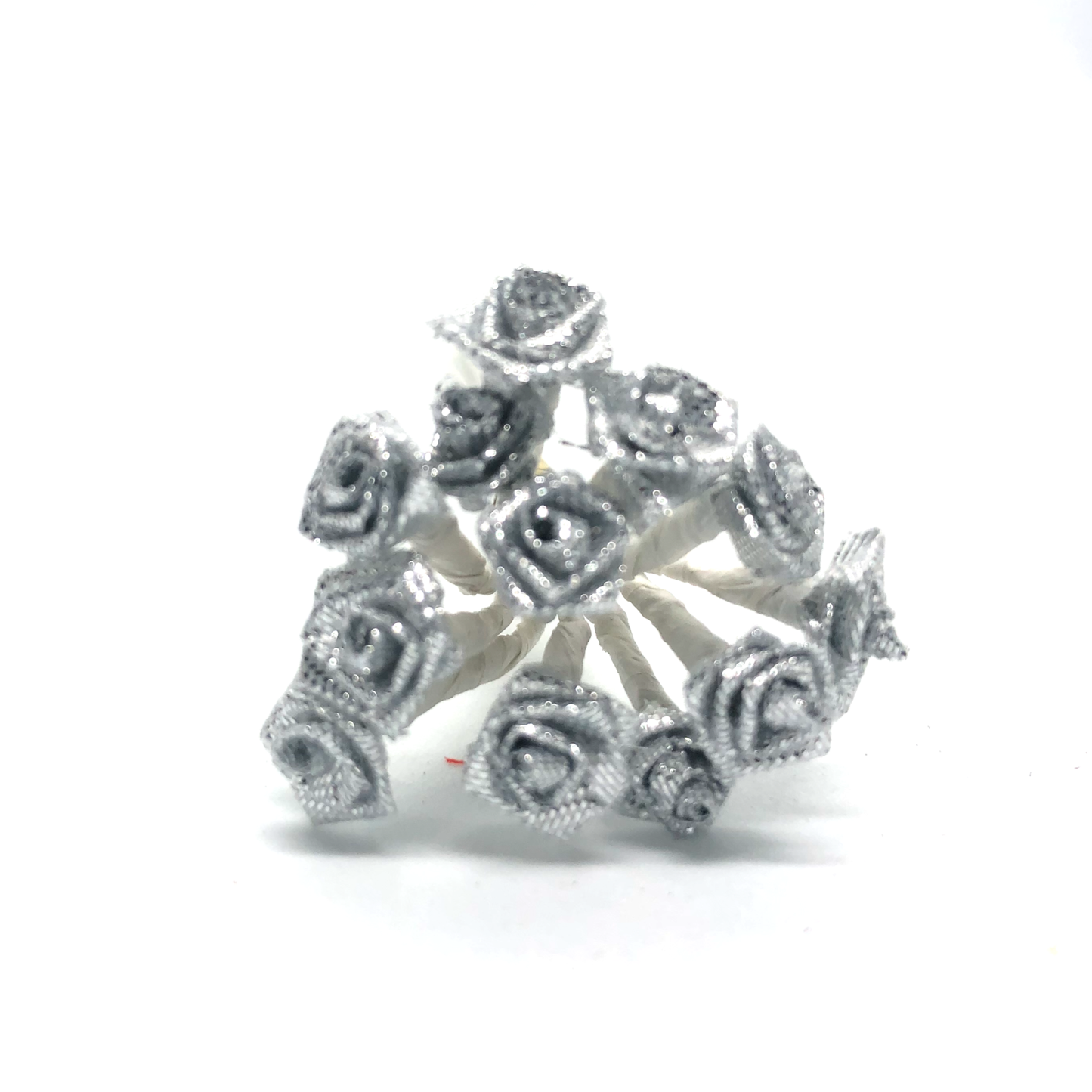 12 x Silver 8mm ribbon roses image 0