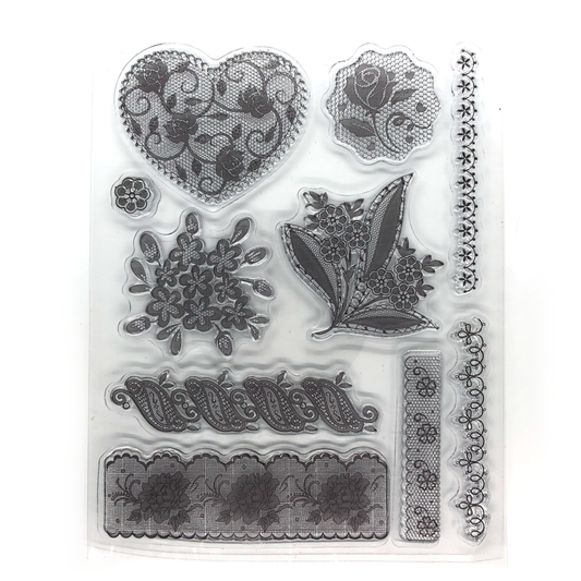 Heart and floral lace stamp set image 0