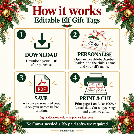 Editable Elf Gift Tags (digital download)