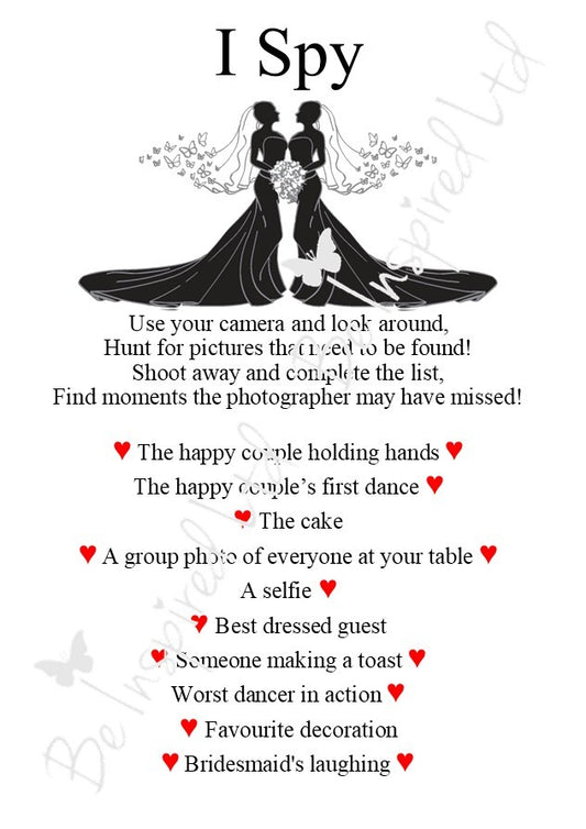 12 x I Spy Wedding game cards