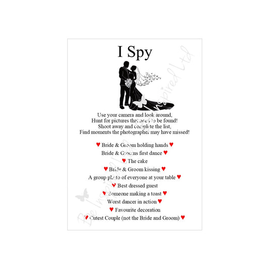 12 x I Spy Wedding game cards