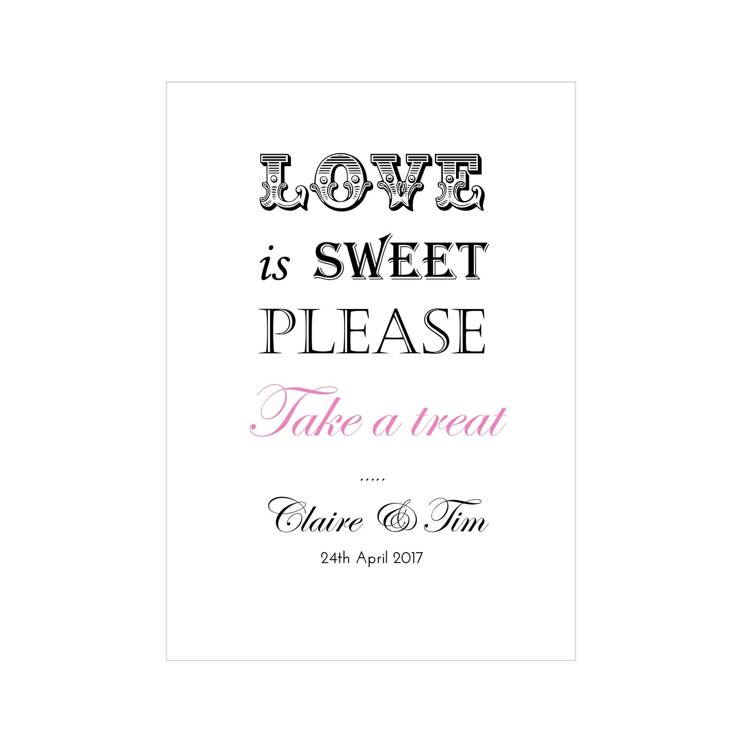 Personalised sweet treat sign