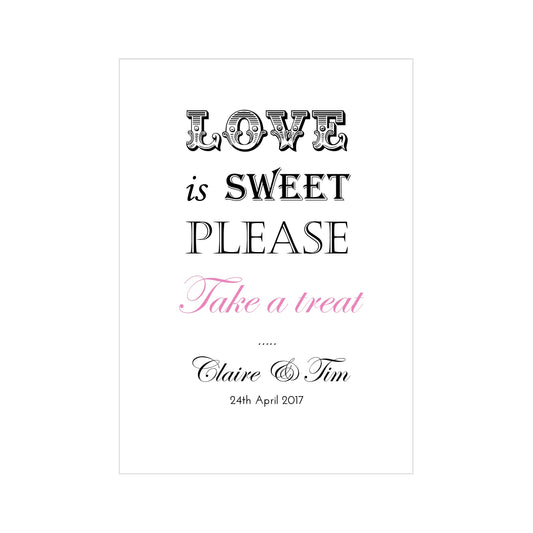 Personalised sweet treat sign