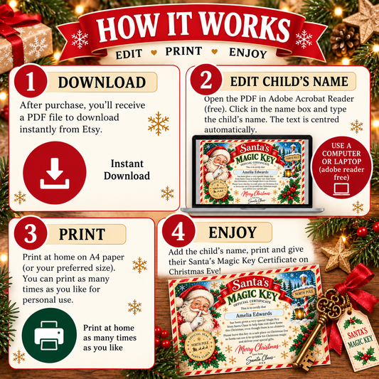 Editable Santa's Magic Key Certificate (digital download)