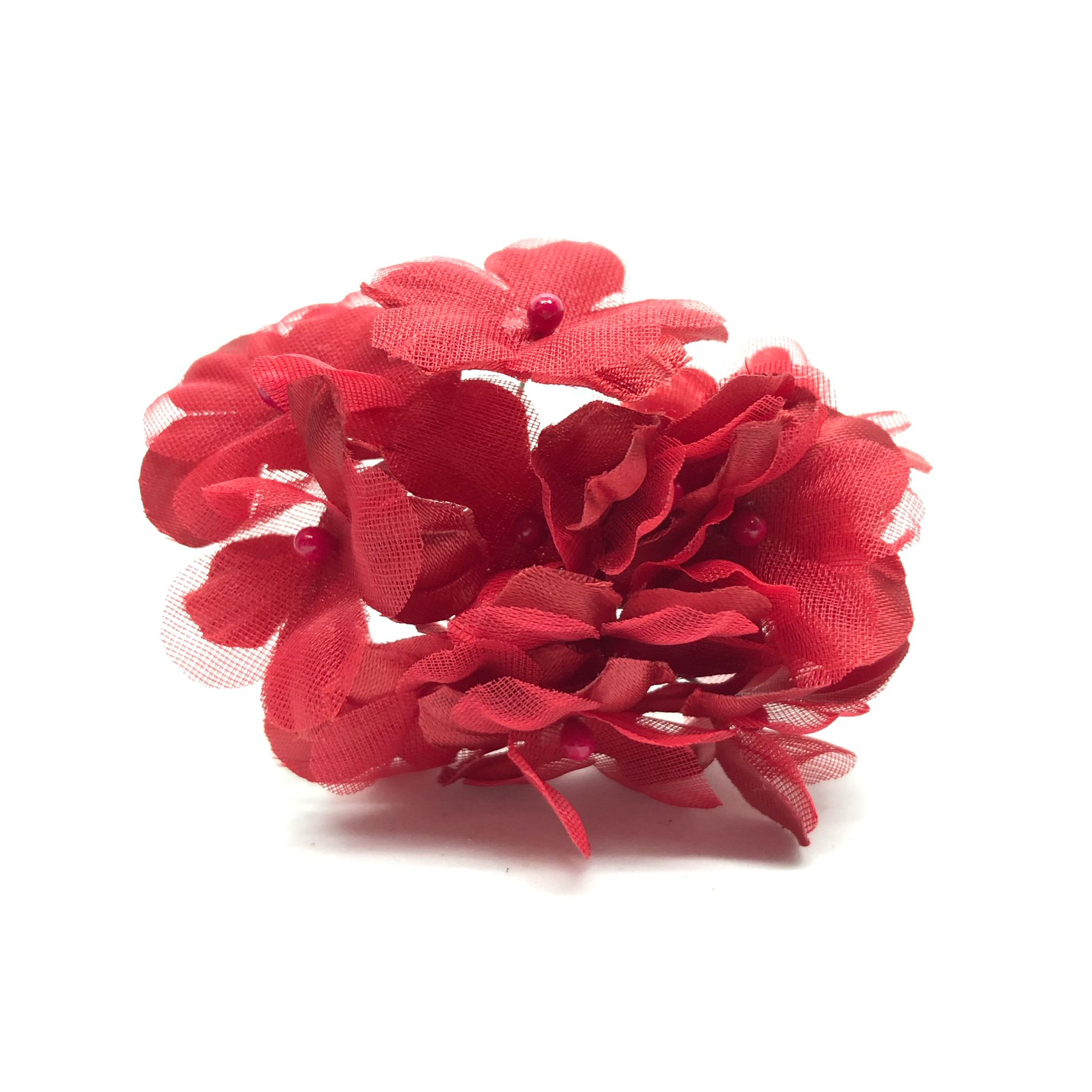 12 x Red fabric flowers image 0