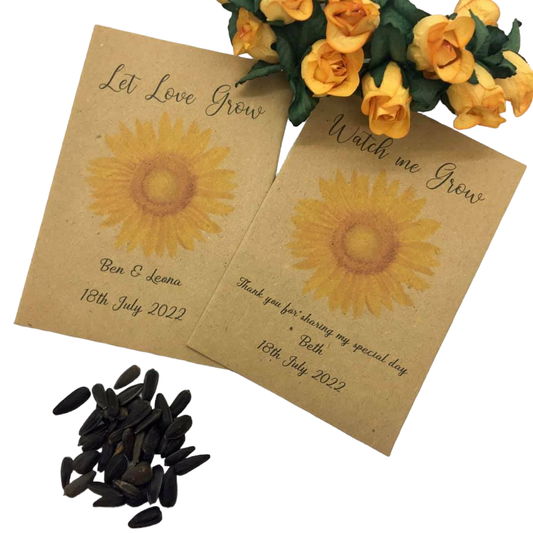 10 x Personalised sunflower seed envelopes image 0