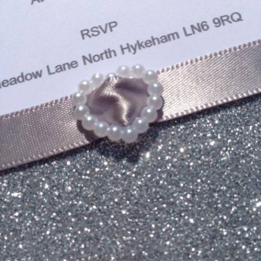 10 x A6 Personalised Handmade Wedding/Evening Invitations with Glitter image