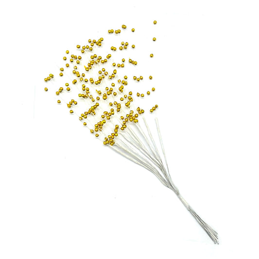 12 x Gold beaded sprigs