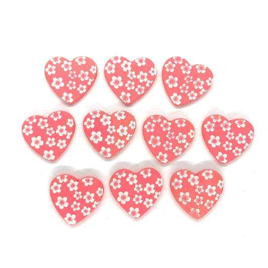 20 x Pink Wood Hearts image 0