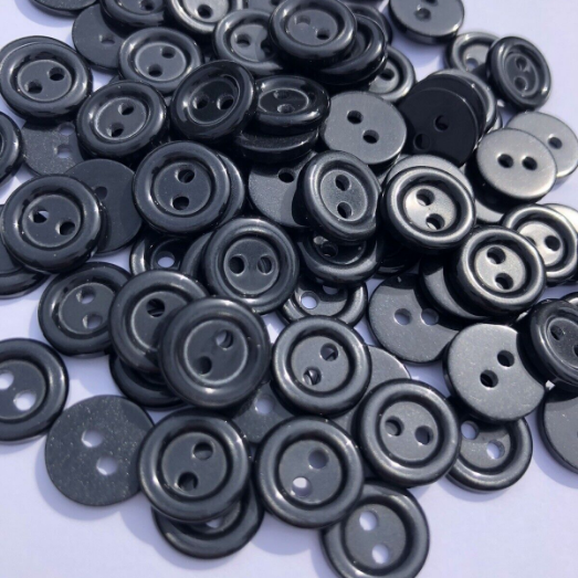 12mm Black Round 2 hole Buttons Bulk 6 - 10000 (Copy) image 1