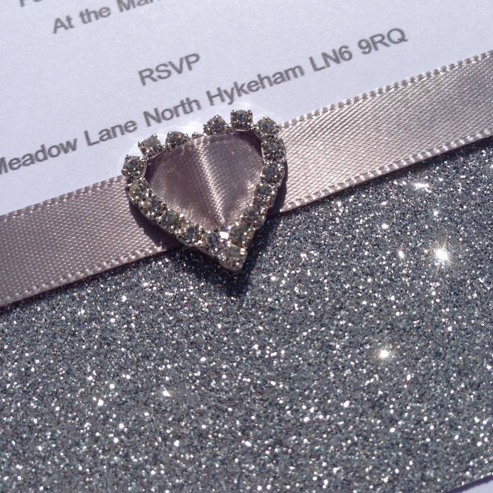 10 x A6 Personalised Handmade Wedding/Evening Invitations with Glitter image 3