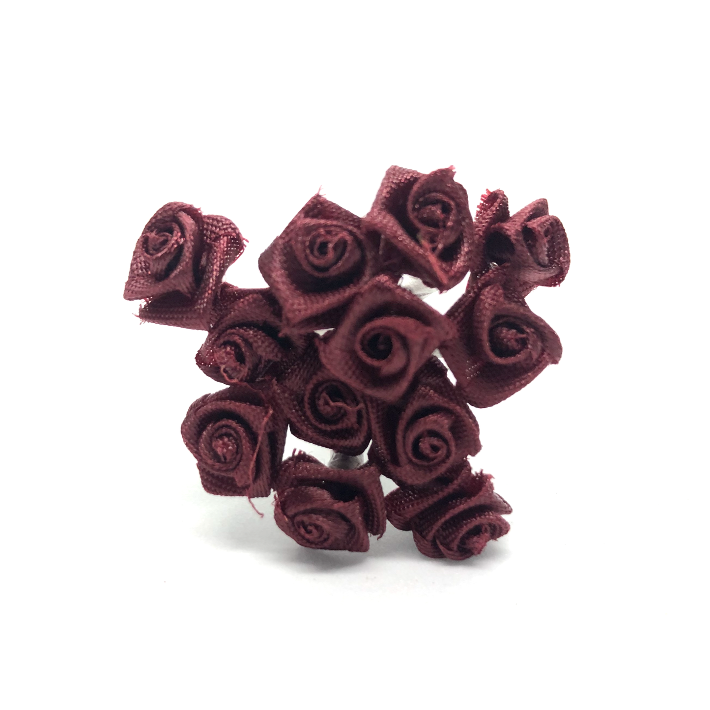 12 x Burgundy ribbon roses image 0