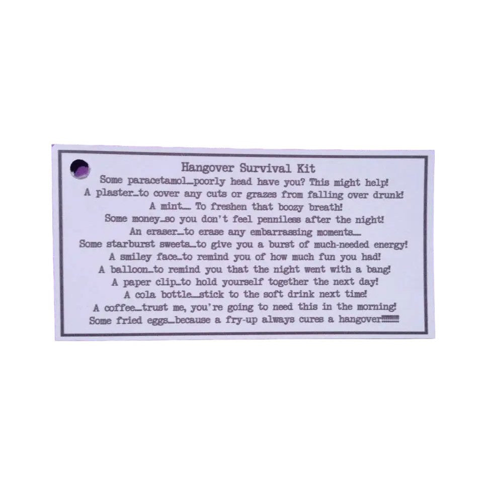 10 x Hangover kit tags image 2