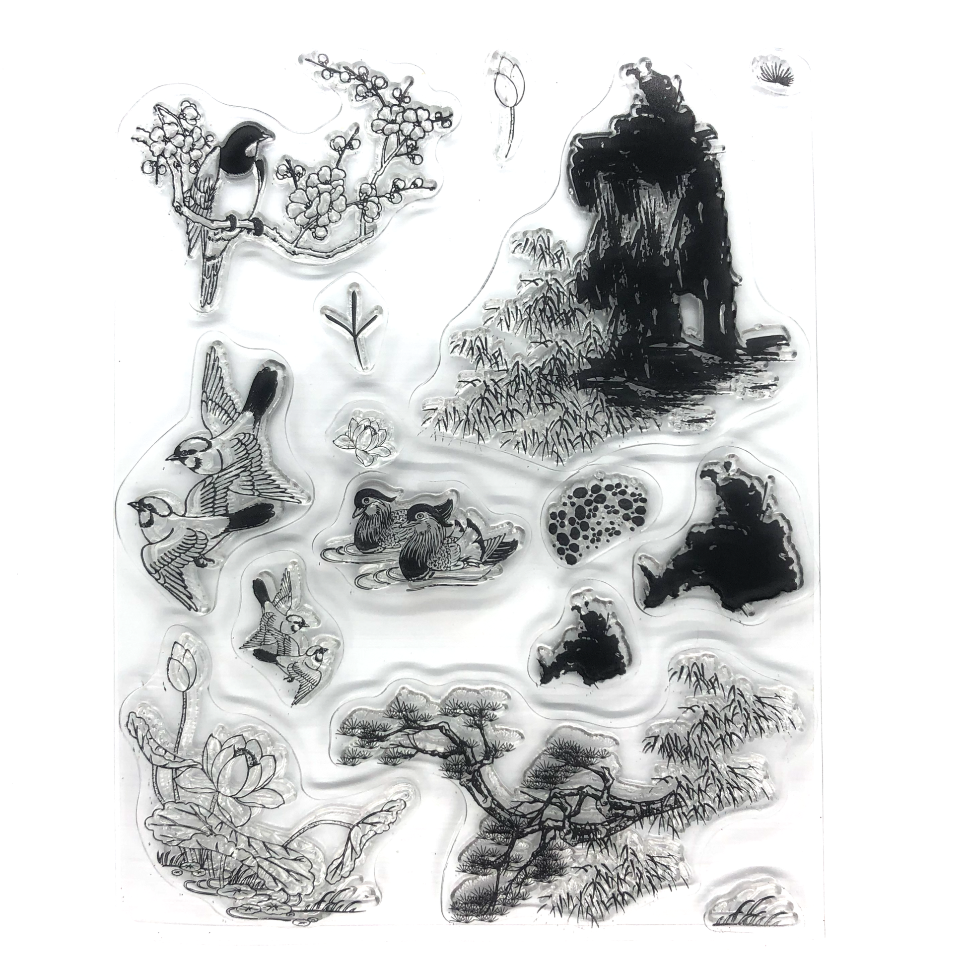 Floral and birds stamp set image 0