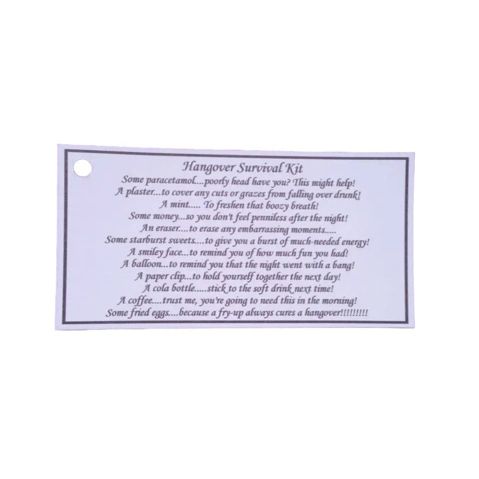 10 x Hangover kit tags image 1