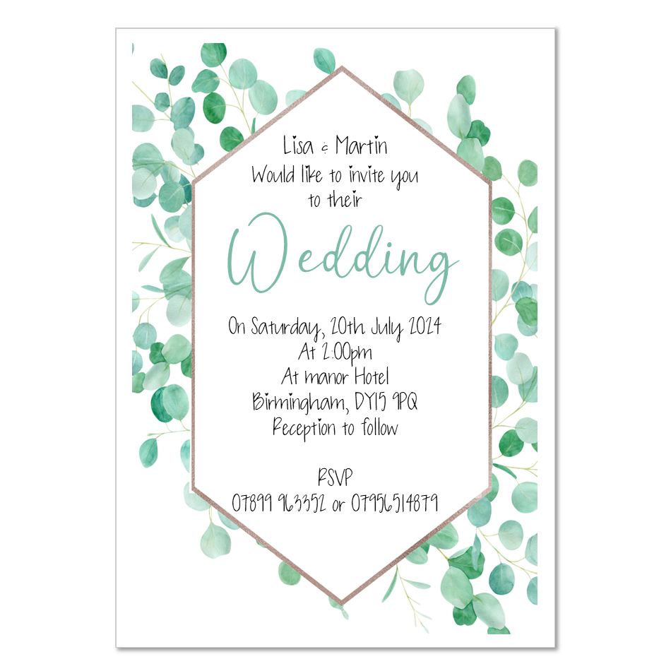 10 x Personalised Wedding | Evening Invitations | Save the date | Eucalyptus image 0