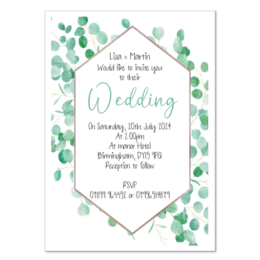 10 x Personalised Wedding | Evening Invitations | Save the date | Eucalyptus image 0