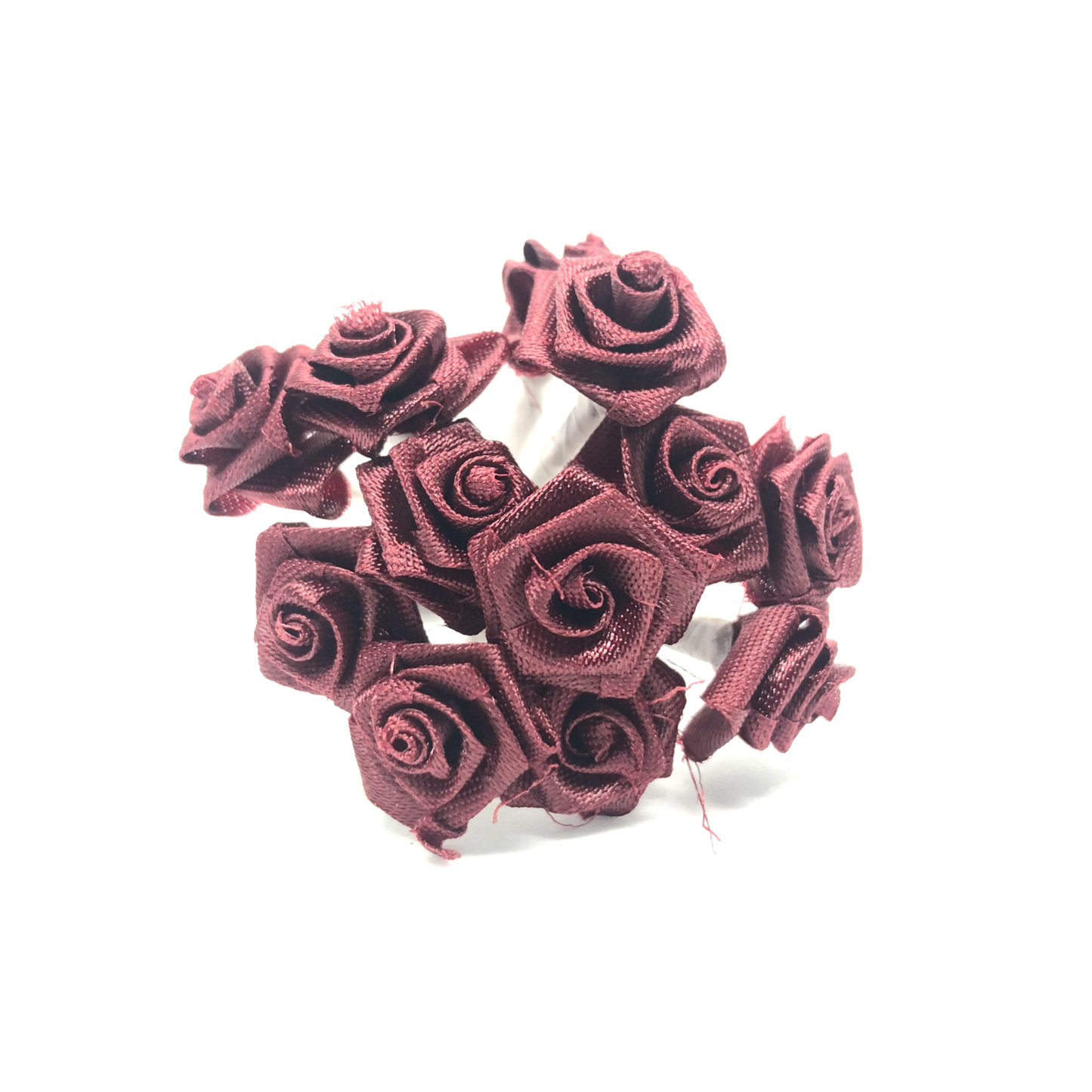 12 x Burgundy ribbon roses image 0