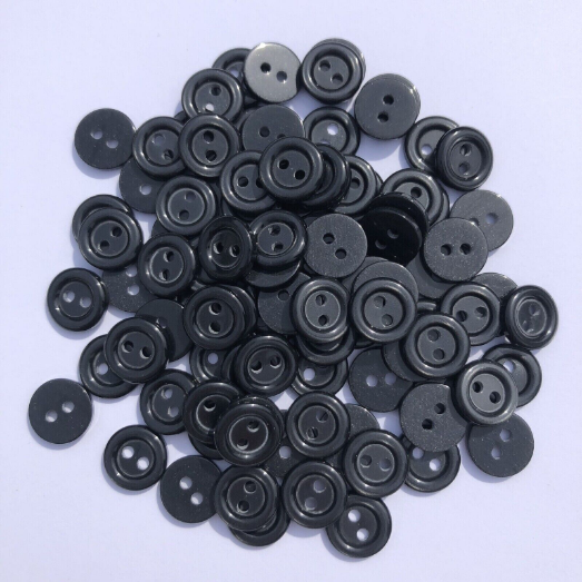 12mm Black Round 2 hole Buttons Bulk 6 - 10000 (Copy) image 0