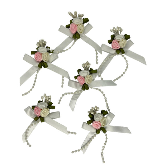 6 x Ribbon Rose Bows image 0