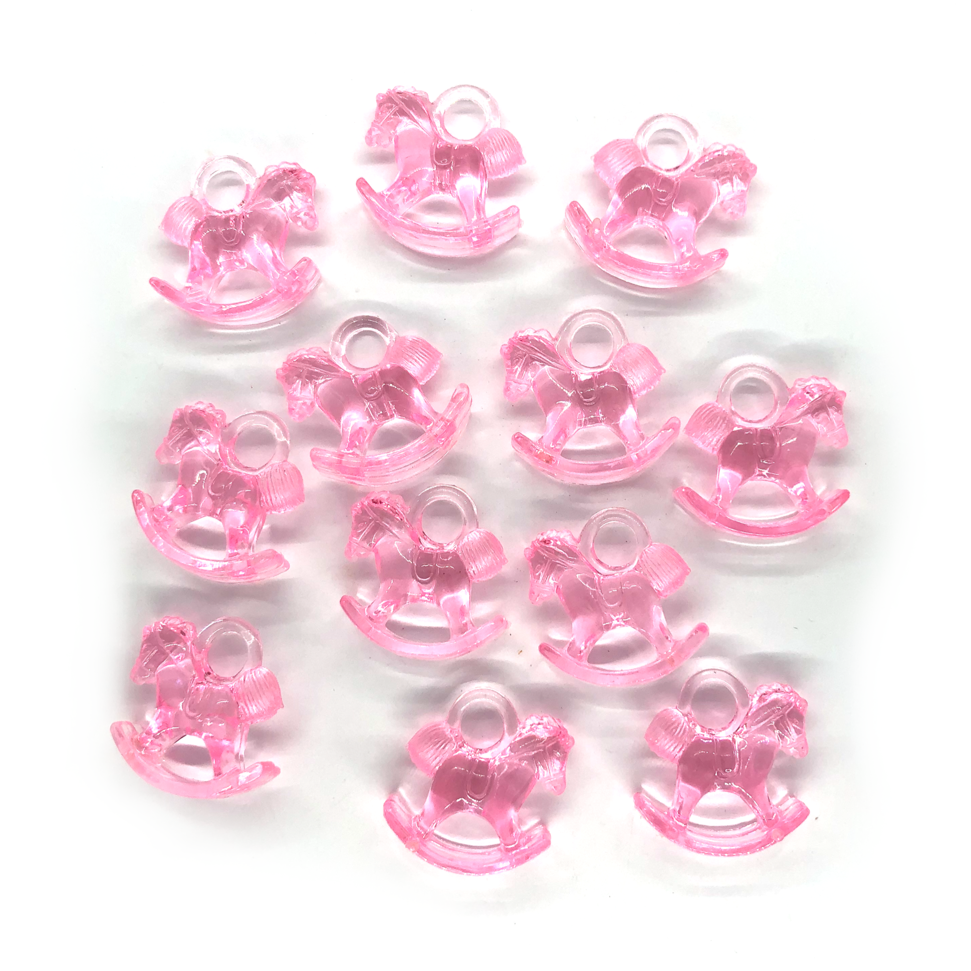12 x Baby pink rocking horse charms image 0