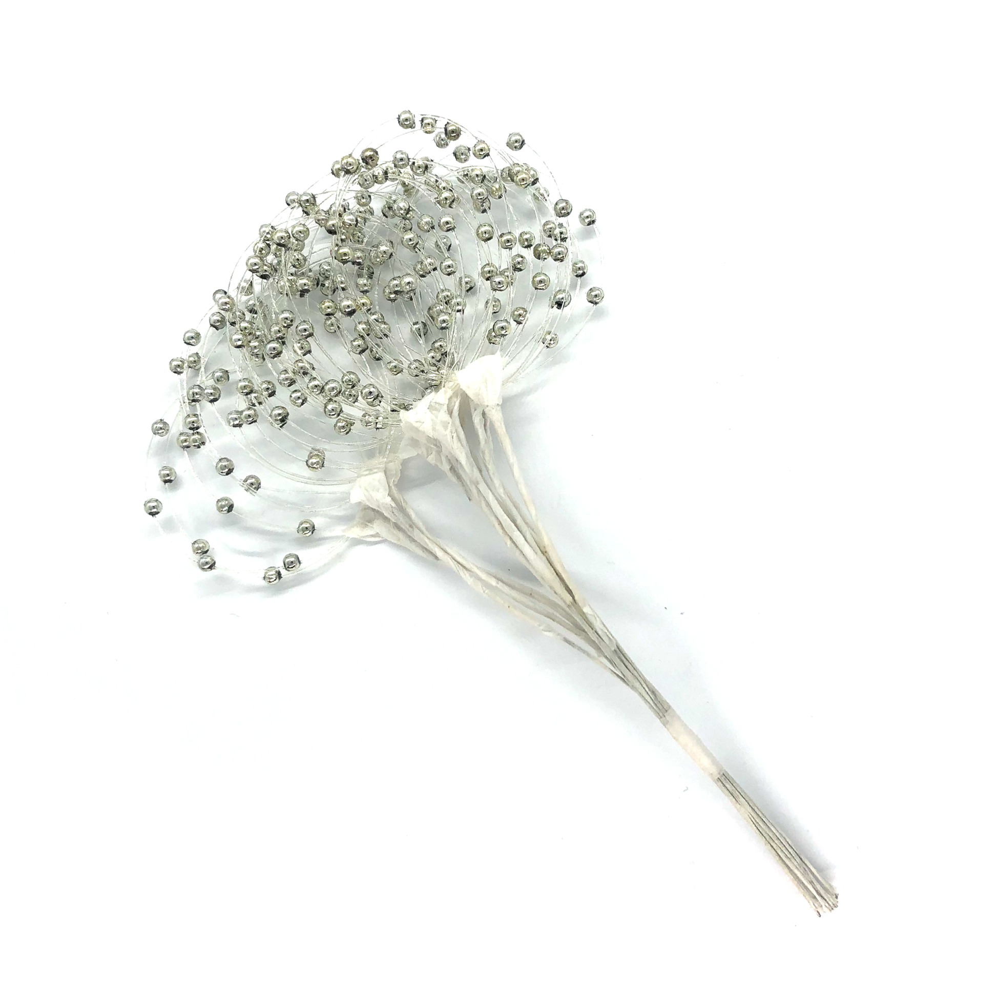 12 x Silver beaded sprigs image 0