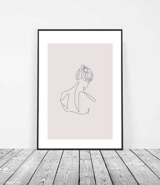 One line lady's back wall art print image 1