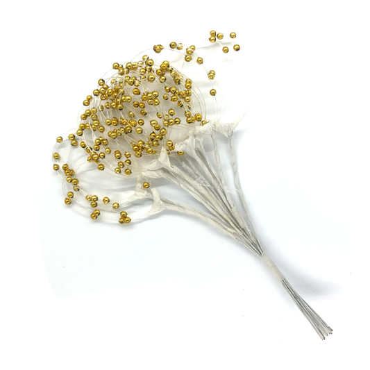 12 x Gold beaded sprigs image 0