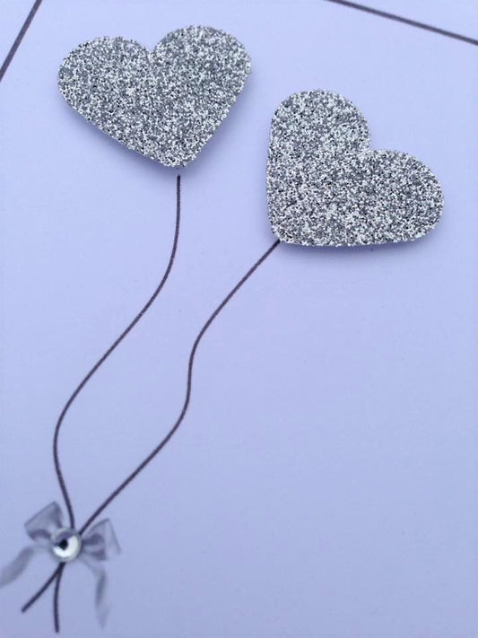 10 x Personalised Wedding | Evening Invitations | Save the date | Glitter Hearts image 1